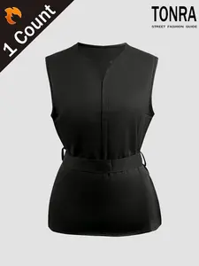 Women's Waist-Cropped Blazer Vest, Thin High-End Charming Style, Sleeveless Layered Outerwear, Spring & Fall Fashion