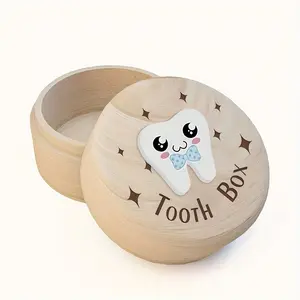 1 wooden tooth box with 3D tooth pattern design, tooth storage box, tooth organizer, tooth box, tooth collection box, portable hair memory storage box, birth keepsake, home decor, birthday gift