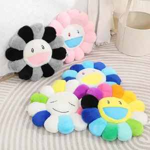 Flower Shaped Throw Pillow, Colorful Sunflower Plush Flower Pillow Cute Decorative Floor Cushion for Sofa Bedroom Car Room Decor, 40cm/15.7in