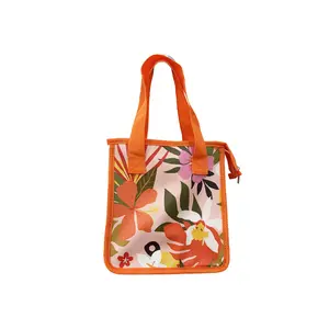 Floral Hibiscus Insulated Picnic Bag - Orange