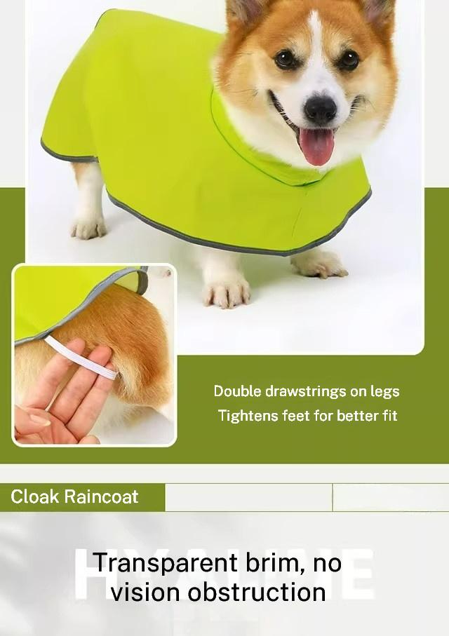 Dog Raincoat, Adjustable Dog Rain Jacket Clear Hooded Double Layer, Waterproof Poncho with Reflective Strip Straps for Small Medium Large Dog