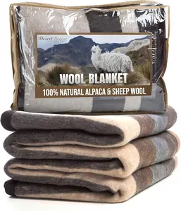 Desert Breeze Distributing - Peruvian Natural Alpaca & Sheep Wool Blanket - Full/Queen Size 72x88 Inches - Heavyweight Warmth & Breathable - Premium Wool Texture - Rustic Cozy Comfort