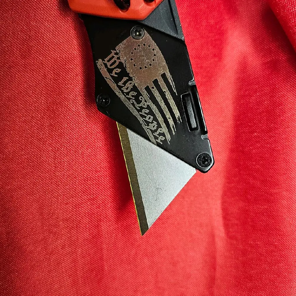 Milwaukee 1500 Compact Hand Knife with Custom Laser-Engraved "We the People" Flag Design