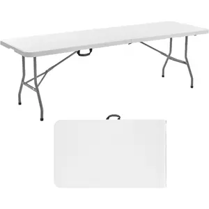 VEVOR Folding Table, Heavy Duty Portable Fold-in-Half Utility Table, Indoor Outdoor Plastic Rectangle Table with Built in Handle, for Party, Dining, Wedding, Events, Picnic, Camping, 6 ft, WhiteVEVOR Super Brand Day