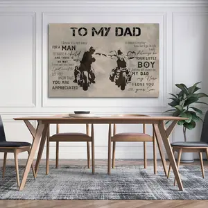 Father & Son Motorcycle Canvas Wall Art Poster,To My Dad Appreciation Poster,Dad Gift from Son,Vintage Father's Day Canvas Print,Garage Man Cave Wall Decor
