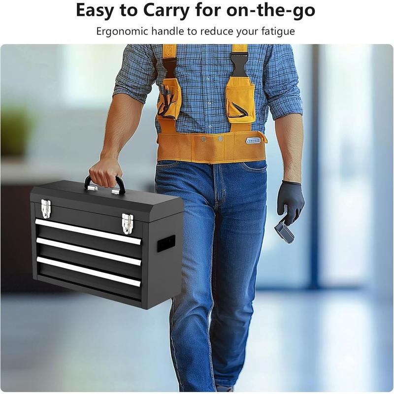 3 Drawer   Box, Portable   Box  EVC Liners and Latches Closure, Heavy Duty Steel  Chest  Ball Bearing Opening and Powder Coated Finish, Black Lockable Weed Eater Rack for Trailers Carpenter Tool Belt with Suspenders wrench metal garden pack out rolling
