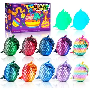 12PCS 3D Printed Dragon Eggs, Prefilled Easter Dragon Egg with Dragon Toy for Basket Stuffers, Goodie Bag Fillers, Classroom Prize Supplies, Unique Easter Basket Essentials for Kids