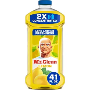Mr. Clean All Purpose Cleaner, Floor Cleaner for Mopping Home, Bathroom, & Kitchen, Cleaning Liquid for Mop & Bucket, Cleaning Supplies, Multi-Surface Dilutable, Lemon, 41oz