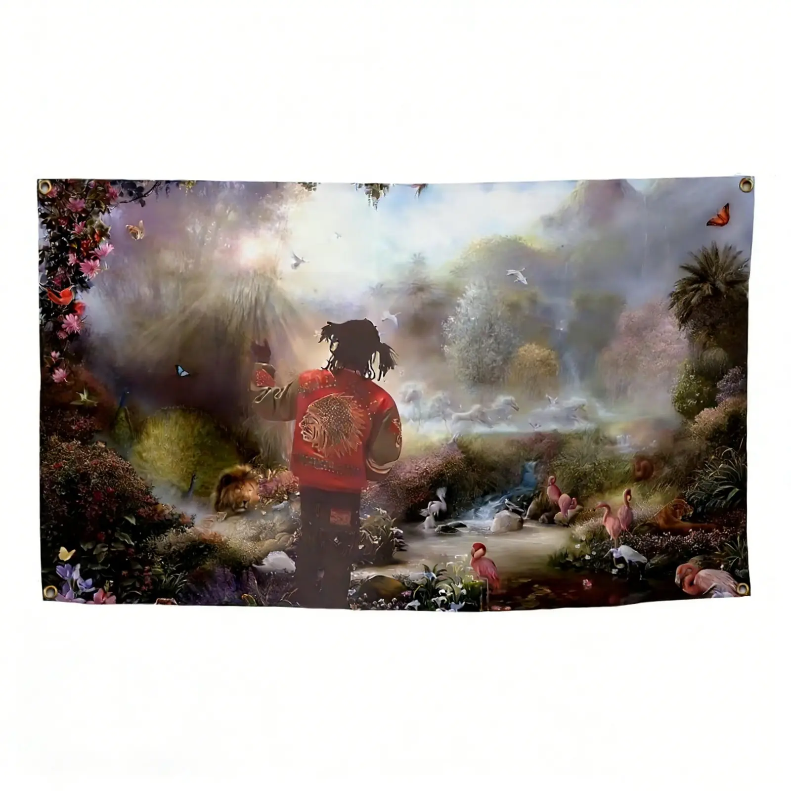 3x5Ft Rapper Flag Garden of Eden Tapestry Wall Mural - Durable Decorative Tapestry, Wall Decor, Flags for Room, Men's Room Decor, Brass Grommets Banner for Dorm Man Cave Hip Hop Bedroom Holiday Gifts