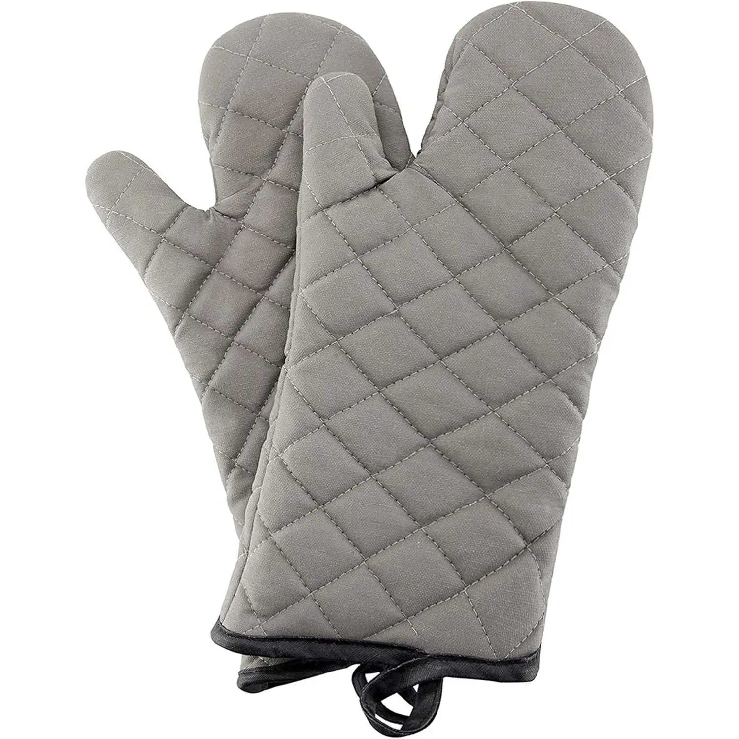 Oven Mitts 1 Pair of Quilted Lining,Heat Resistant Kitchen Gloves,Classic Flame Oven Mitt Set,Grey 13 Inches