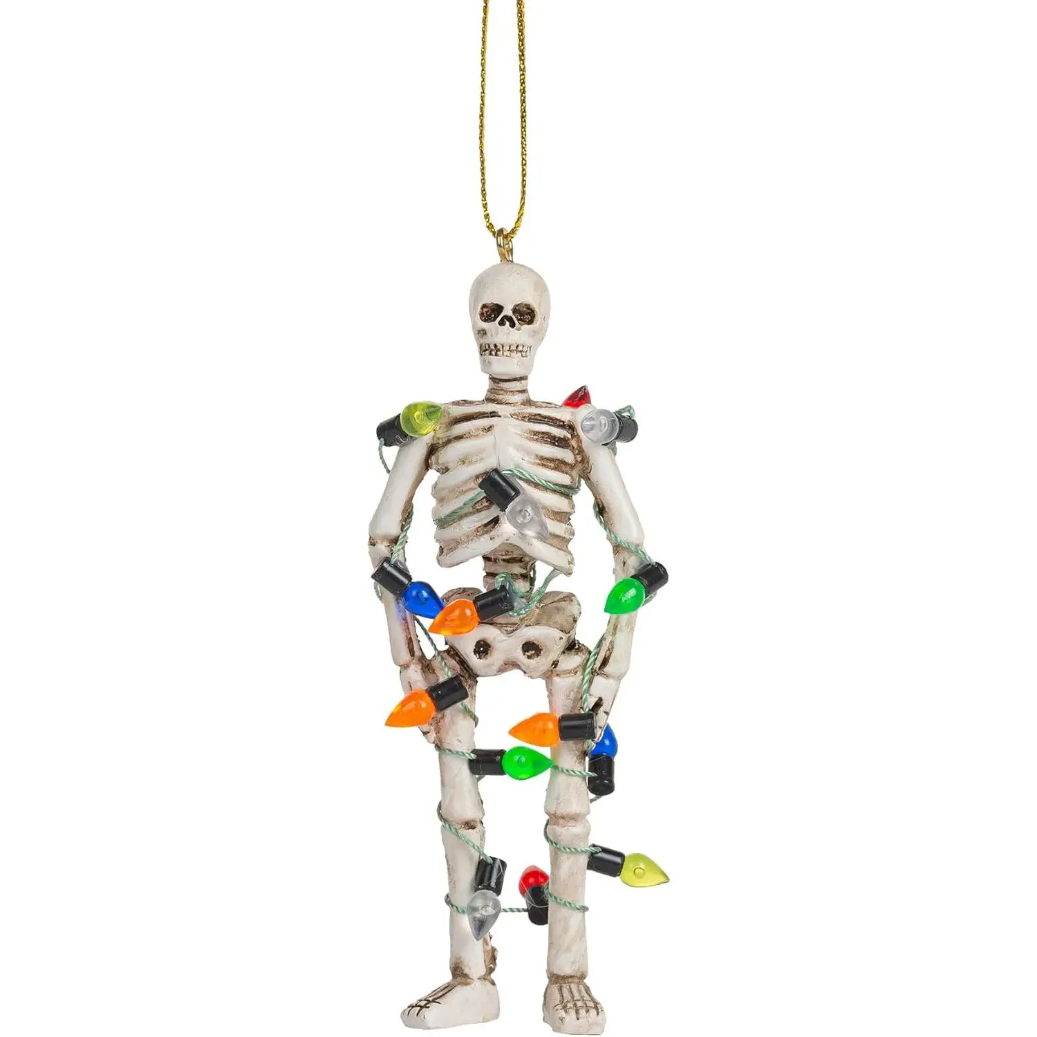 Scary Skeleton Wrapped in Lights Halloween Skull Christmas Tree Ornament