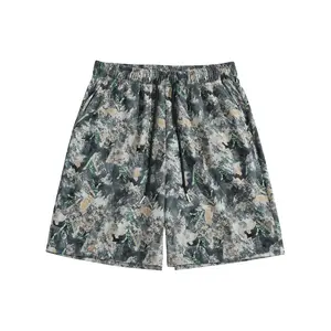 Men's Casual Tropical Graffiti Print Beach Shorts - Day Casual Wear, Lightweight Fabrics, Drawstring, Easy Movement, Multi-Size Stylish Menswear Bottoms