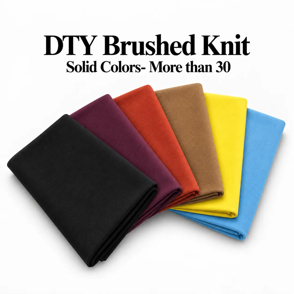 DTY Brushed Knit Fabric by the Yard, Classic Solid Plain 96 Poly Spandex, 180 GSM Buttery Soft 4-Way Stretch, for Apparel Wear Dresses & Leggings
