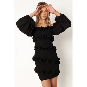Reba Off Shoulder Mini Dress - Black