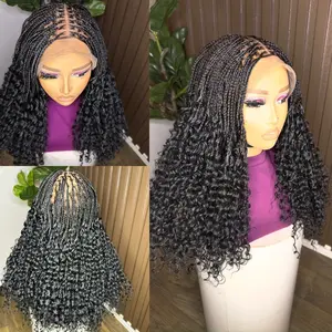 Black bohemian curl braided wig