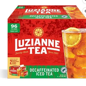 Luzianne Decaffeinated Iced Tea, 96 ct, Family Size, Individually Wrapped Tea Bags, 2 Flavors, 31 oz, Since 1902