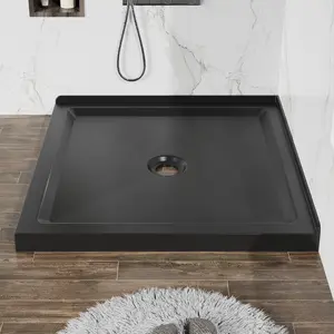 Modern Corner Shower Basin 36x36 | Sleek Double Threshold Design | Matte Black or Classic White | Easy DIY Install