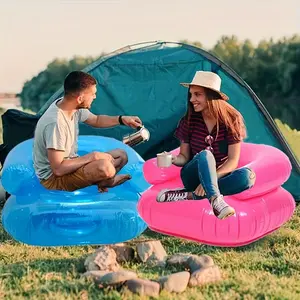 Outdoor Transparent Inflatable Sofa, Portable PVC Air Couch Chair for Beach, Camping, Park, Picnic and Backyard Party Relaxation, Durable Lightweight Family Entertainment Inflatable Seat, No Charging Required