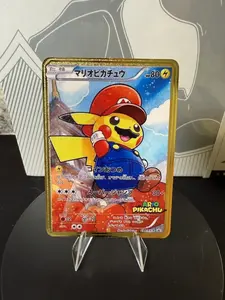 Mario Pikachu Promo Pokemon Premium Gold Metal Card Collectible Gift Display