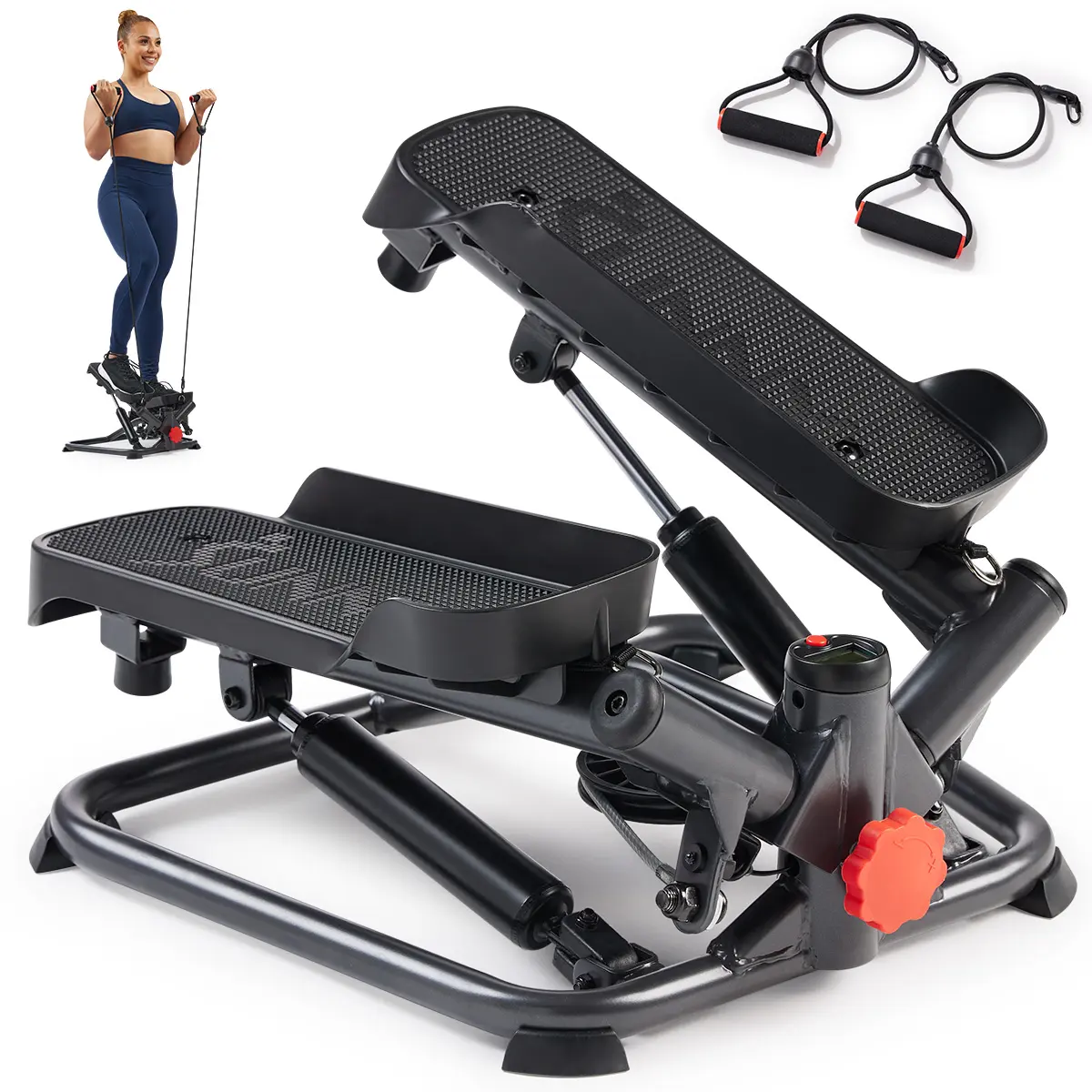 SUNNY Mini Twist Stepper with Resistance Bands Whole Body Workout Home Gym Fitness Equipment for Leg Glute Thigh and Core Training Adjustable Resistance Height Stabilizer Performance Monitor Compact Portable Cardio Machine Smart Standard Pro Options SUNNY Mini Twist Stepper with Resistance Bands Whole Body Workout Home Gym Fitness Equipment for Leg Glute Thigh and Core Training Adjustable Resistance Height Stabilizer Performance Monitor Compact Portable Cardio Machine Smart Standard Pro Options