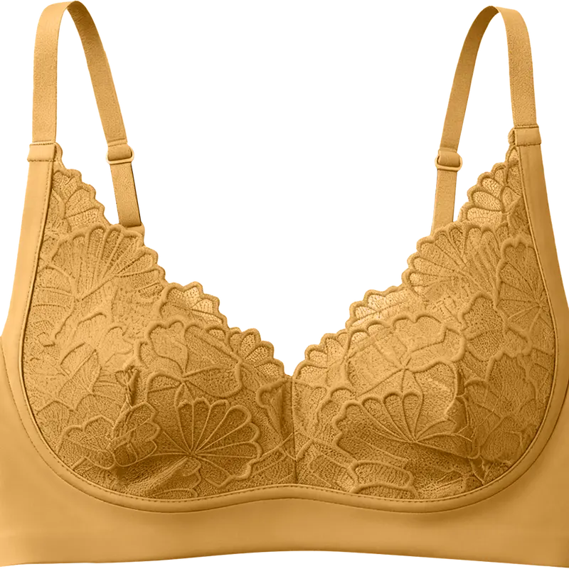 COMFELIE Women's V-Neck No Underwire Elastic Lace Everyday Bralette LT001 - Comfy Lingerie with Adjustable Straps, Invisible Seamless Design, 35.5% Spandex, Hook-and-Loop Closure, Soft Adaptiv-X Technology