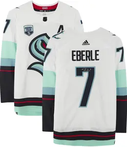 Jordan Eberle Seattle Kraken Autographed White Adidas Authentic Jersey with Inaugural Season Jersey Patch - Fanatics Authentic Certified