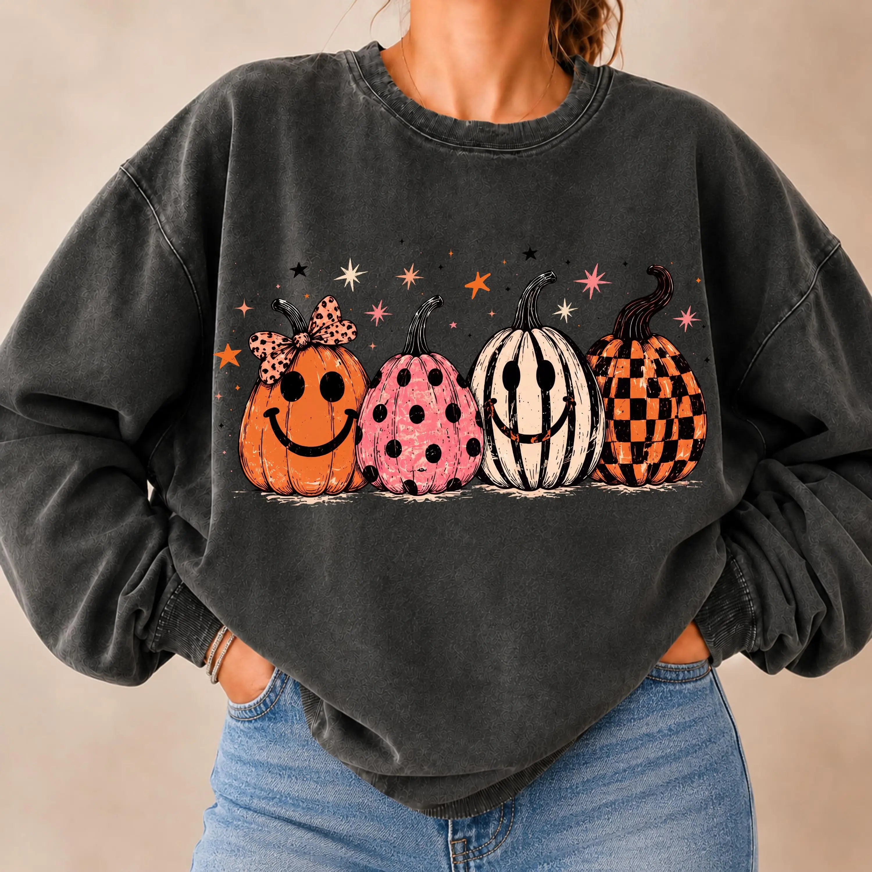 Boho Pumpkin Gildan Sweatshirt or T-Shirt , Preppy Coquette Fall Pumpkin Graphic Tee, Vintage Autumn Thanksgiving Shirt, Spooky Season Outfit