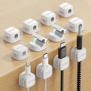 6 Pack Magnetic Cable Clips [Cable Smooth Adjustable] Cord Holder, Under Desk Cable Management, JOYROOM Adhesive Wire Holder Keeper Organizer for Home Office Desk Phone Car Wall Desktop Nightstand