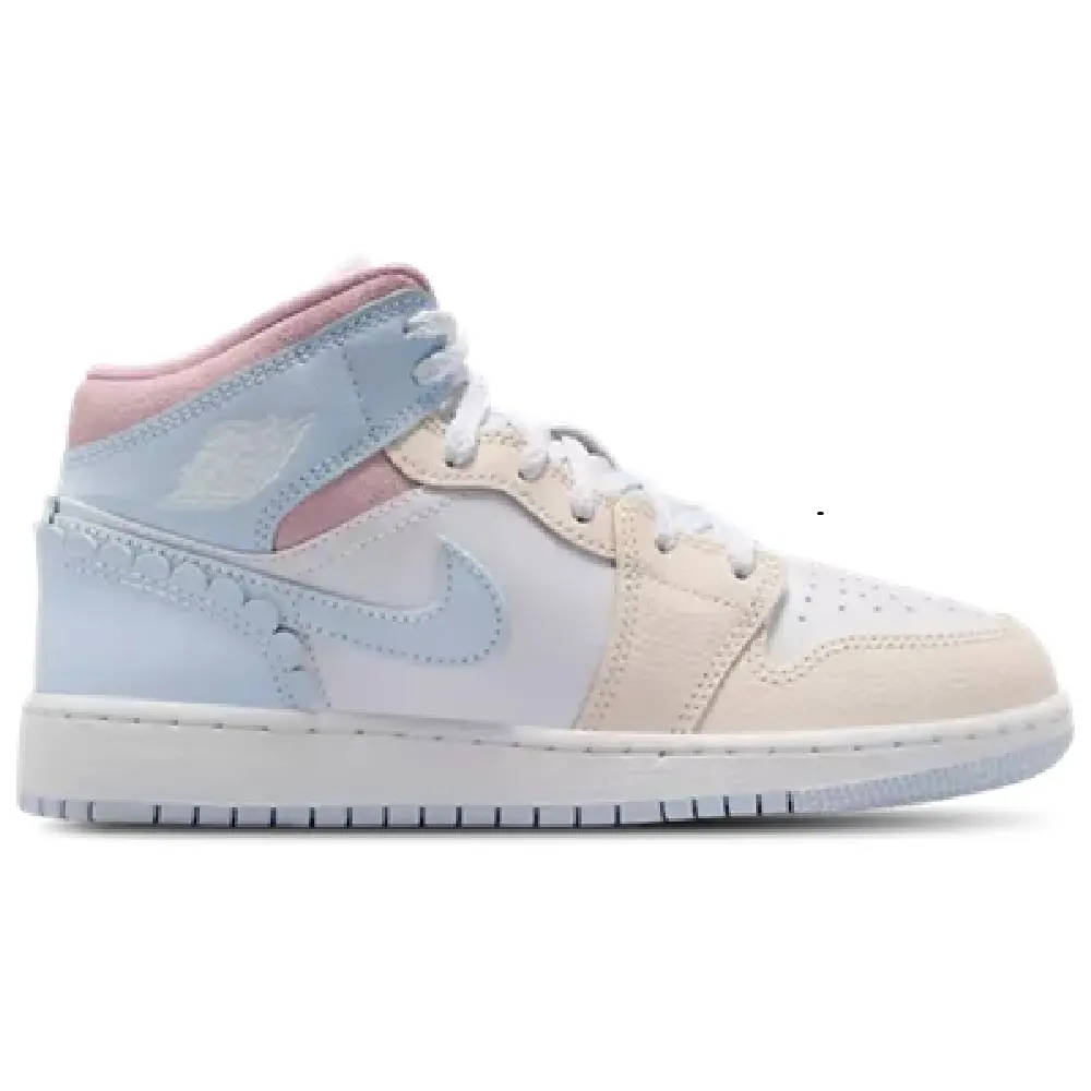 Youth Jordan 1 Mid SE Half Blue/Half Blue-Pale Ivory (IB7057 403) (GS)