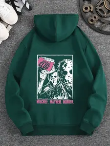Statement-Making Men's Hooded Jacket and Pants Set Featuring an Eye-Catching Back Print with a Hand Holding a Florida Club Sign and Dual Portrait Graphics for a Bold Streetwear Vibe