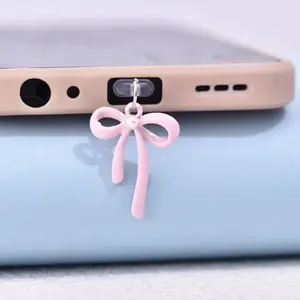 Cute Bowknot Design Phone Dust Plug, 2pcs Fashionable Phone Dust Plug for iPhone & Type-C iPad Tablet, Phone Decoration Accessories, Cell Phone Charm