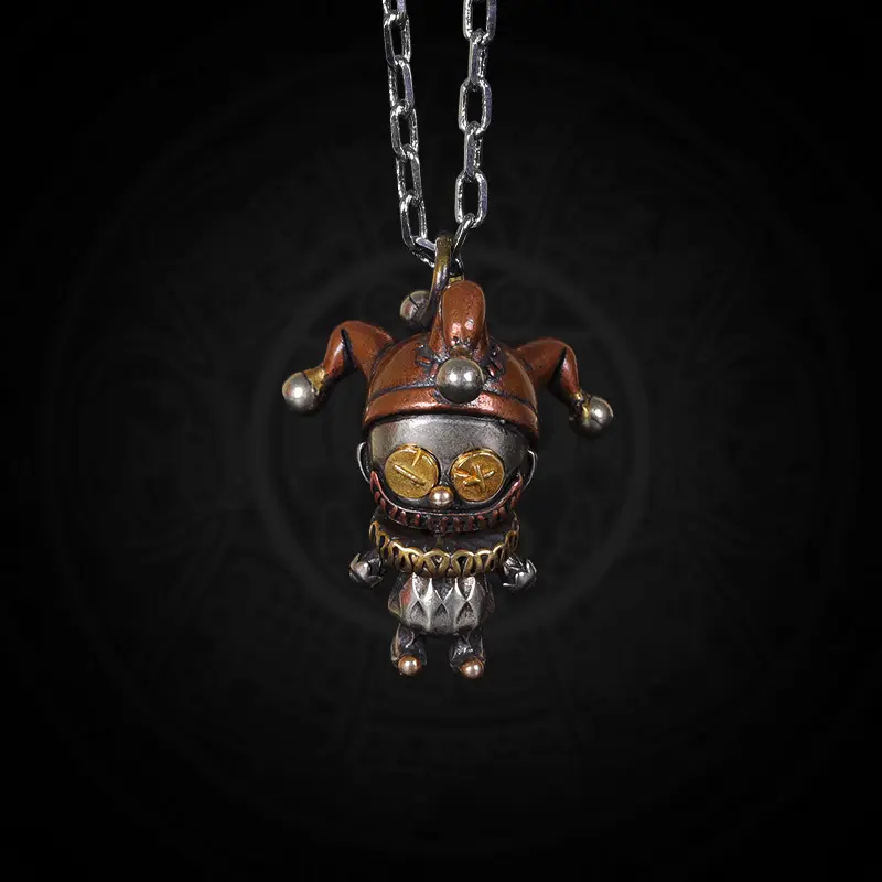Vintage-style clown (pendant + titanium chain)