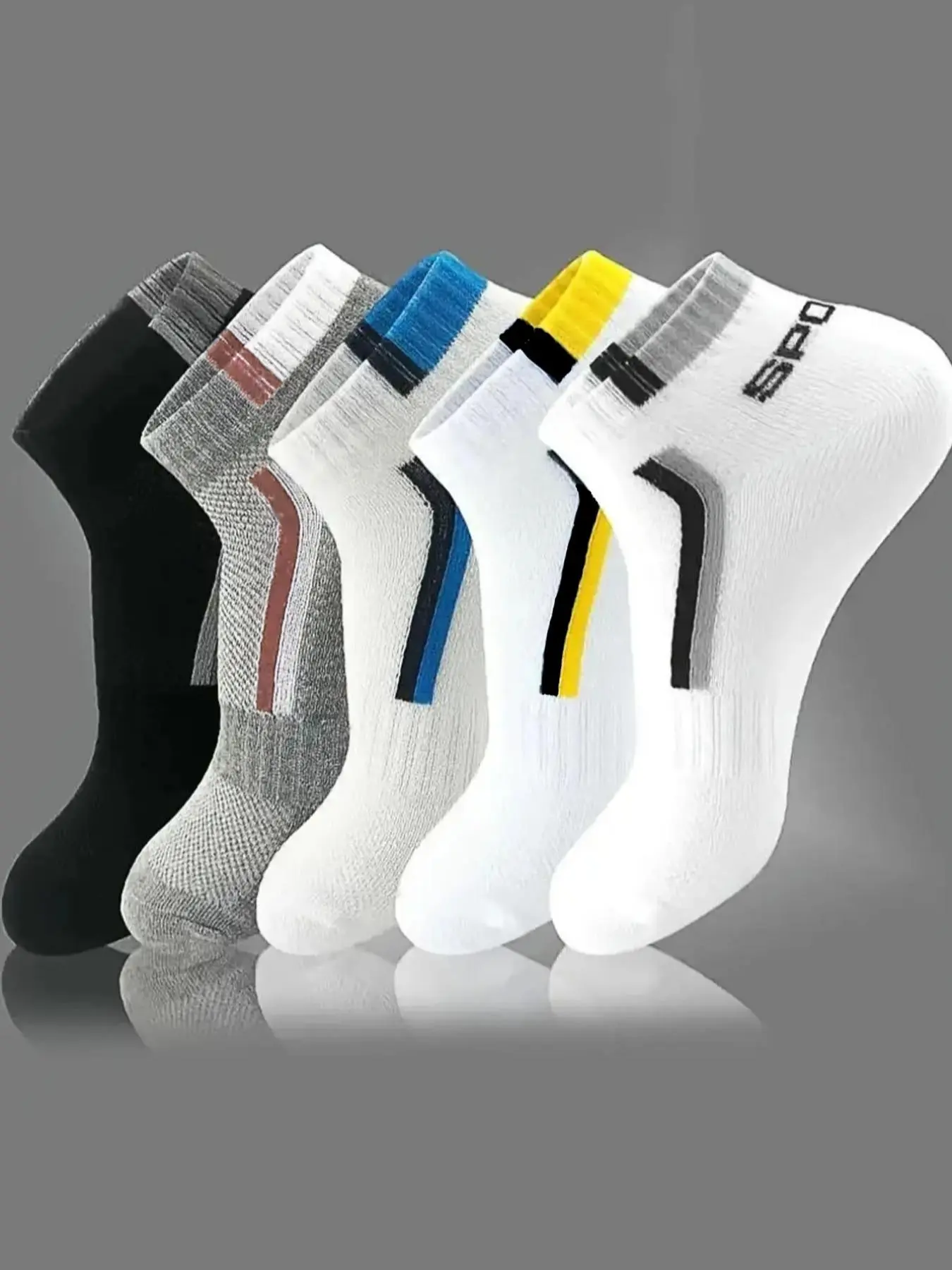 5 Pairs Men's Solid Color Breathable Sports Socks, Simple Sweat-Absorbing Short Socks for Outdoor Activities, Random Shipping