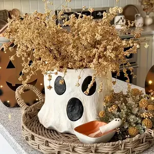 Cute Ghost Candy Bucket for Halloween, Funny Ghost Flower Pot, Adorable Ghost Bowl, Outdoor Garden Decoration Gift Idea