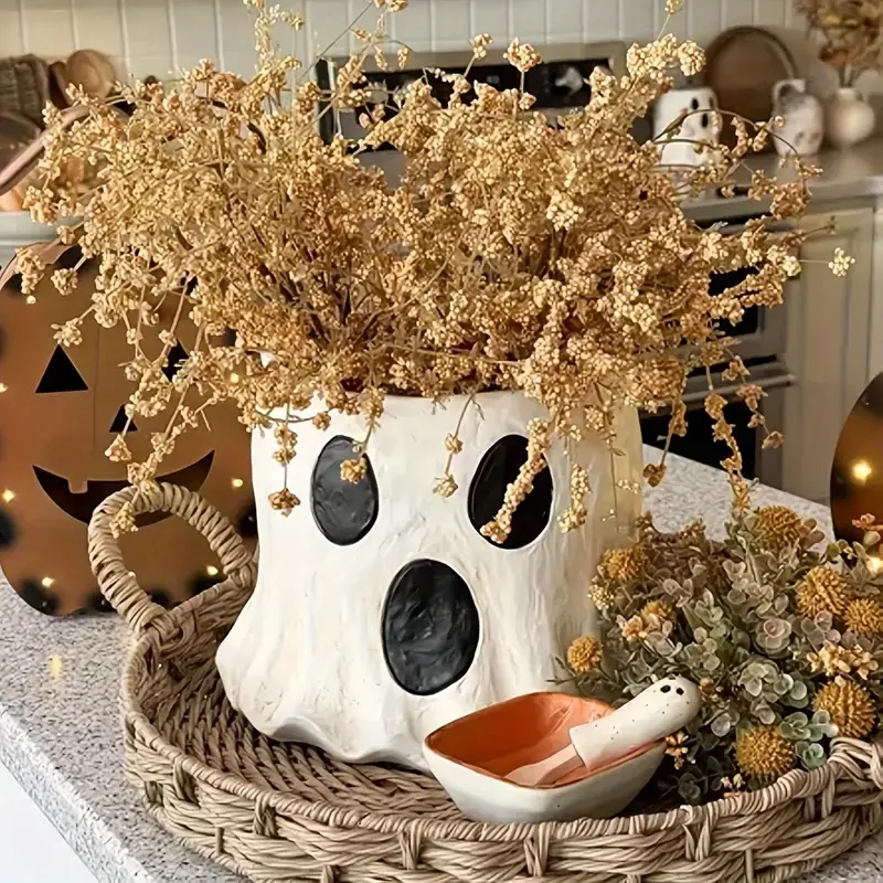 Cute Ghost Candy Bucket for Halloween, Funny Ghost Resin Planter, Garden Planters, Adorable Ghost Bowl, Outdoor Garden Decoration Gift Idea