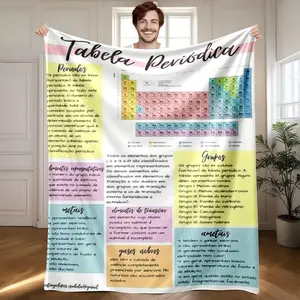 1 piece Periodic Table of Cyclical Elements and Classification Explanation themed flannel blanket - Super soft and warm flannel blanket, suitable for beds, sofas and camping, modern design, digitally printed pattern, all-season use, 100% polyester