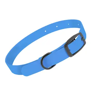 MiMu Small Silicone Dog Collar - Blue 18in Stylish Dog Collar with Prong Buckle