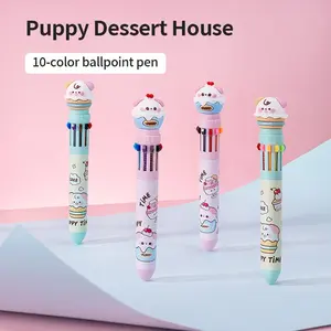 2pcs Box Ten-Color Ballpoint Pens, Dog Dessert House Series Creative Writing Tools, Smooth Flow for School Supplies, Office Use, Party Gifts