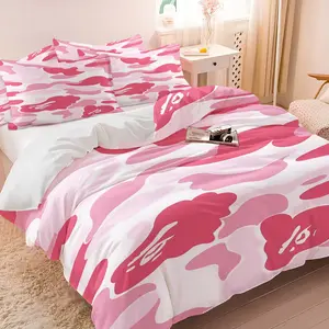 2/3Pcs Abstract Camouflage Pattern Duvet Cover Set, Playful Pink and Red Digital Printed Bedding Set, Soft and Cozy Comforter Cover, Decorative Duvet Cover, Ideal for Modern Bedroom Decor, Eye-Catching Design for All Seasons, No Filler