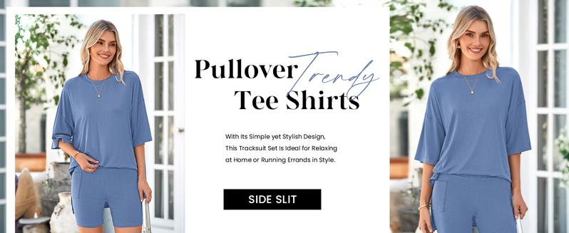 PRETTYGARDEN Women's Summer Two-Piece Set Casual Oversized Crewneck Split Hem Shirts & Side Pocket Biker Shorts Minimalist Lounge Wear Soft Viscose Fabric Comfy Homewear Cozy Pjs PRETTYGARDEN Women's Summer Two-Piece Set Casual Oversized Crewneck Split Hem Shirts & Side Pocket Biker Shorts Minimalist Lounge Wear Soft Viscose Fabric Comfy Homewear Cozy Pjs