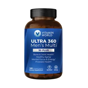 Vitamin World Ultra 360 Multivitamin for Men 50 Plus, Men's 50+ Multivitamin with Minerals & Herbs for Prostate Function, Supplement with Vitamin A, C, D, E & Zinc for Healthy Aging, Perfect Gift for Father,180 Caplets