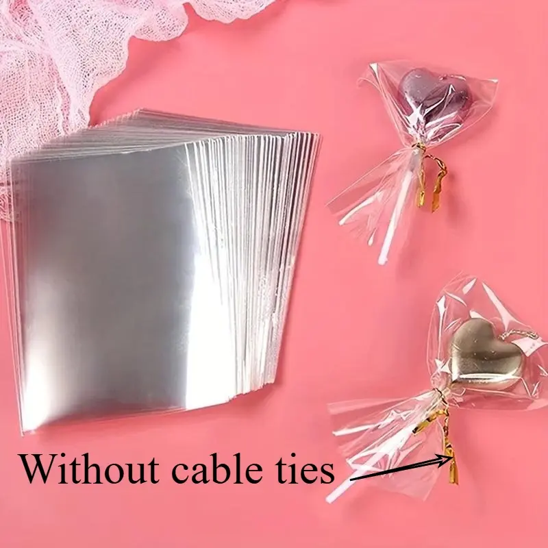 100pcs, Lollipop Bags, Cake Pop Bags, Clear Cellophane Candy Bags, Individually Wrapped, for Lollipops, Cake Pops, Candies, Chocolates and Biscuits, Home Kitchen Items, Gift Wrapping Supplies, Individual Packaging