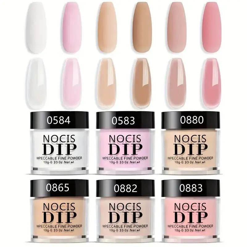 Long-lasting Nail Dip Powder, 6 Counts/set Professional Nail Art Powder, French Tip Nails French Manicure Nail Care Dip Powder Manicure Products for Women & Girls