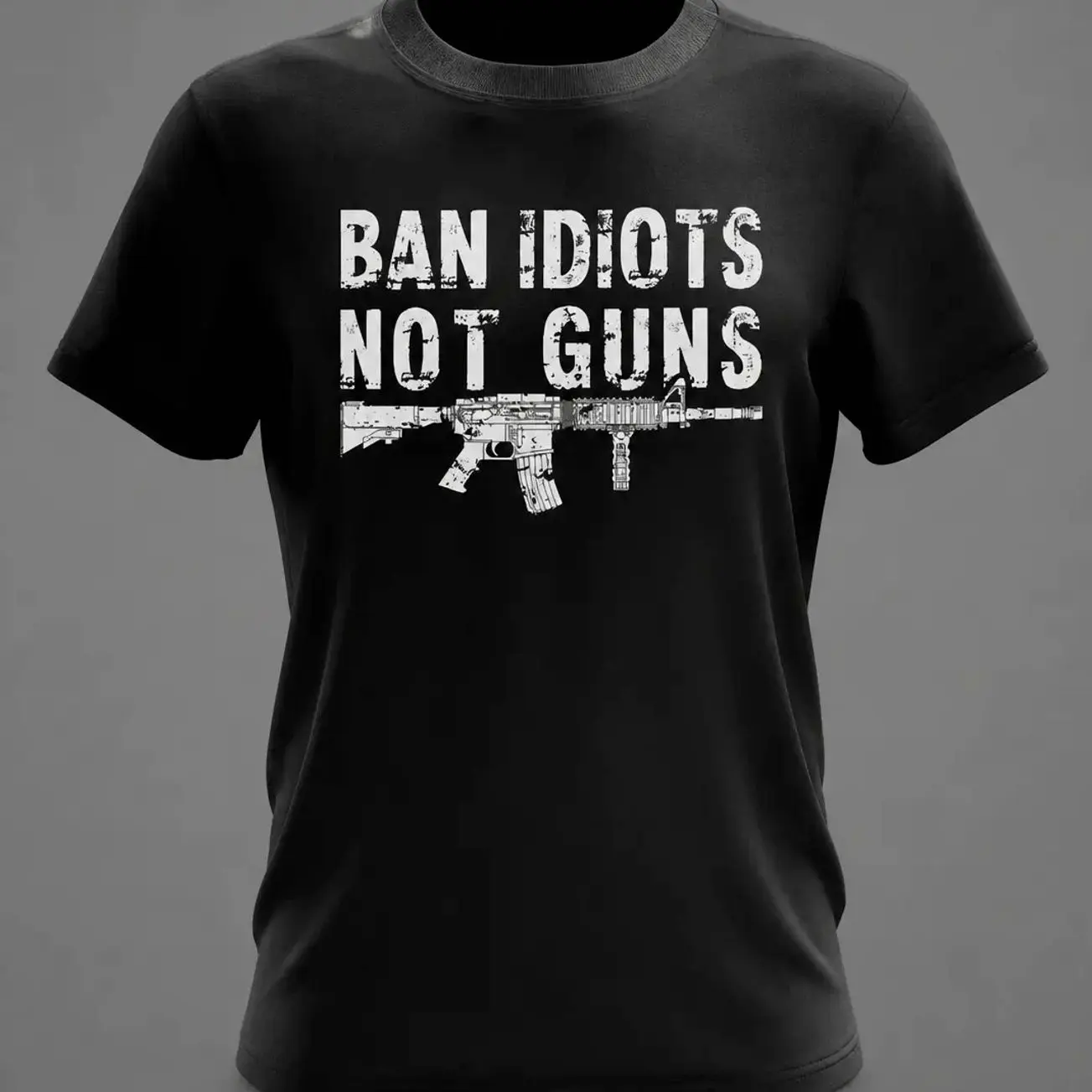 Ban Idiots Not Guns Shirt Funny Second Amendment T-Shirt 2A Pro Gun Rights Graphic Tee Patriotic Shooting Sports Apparel Freedom Lover Gift For Gun Owners Hunters Veterans Men Women 3OS