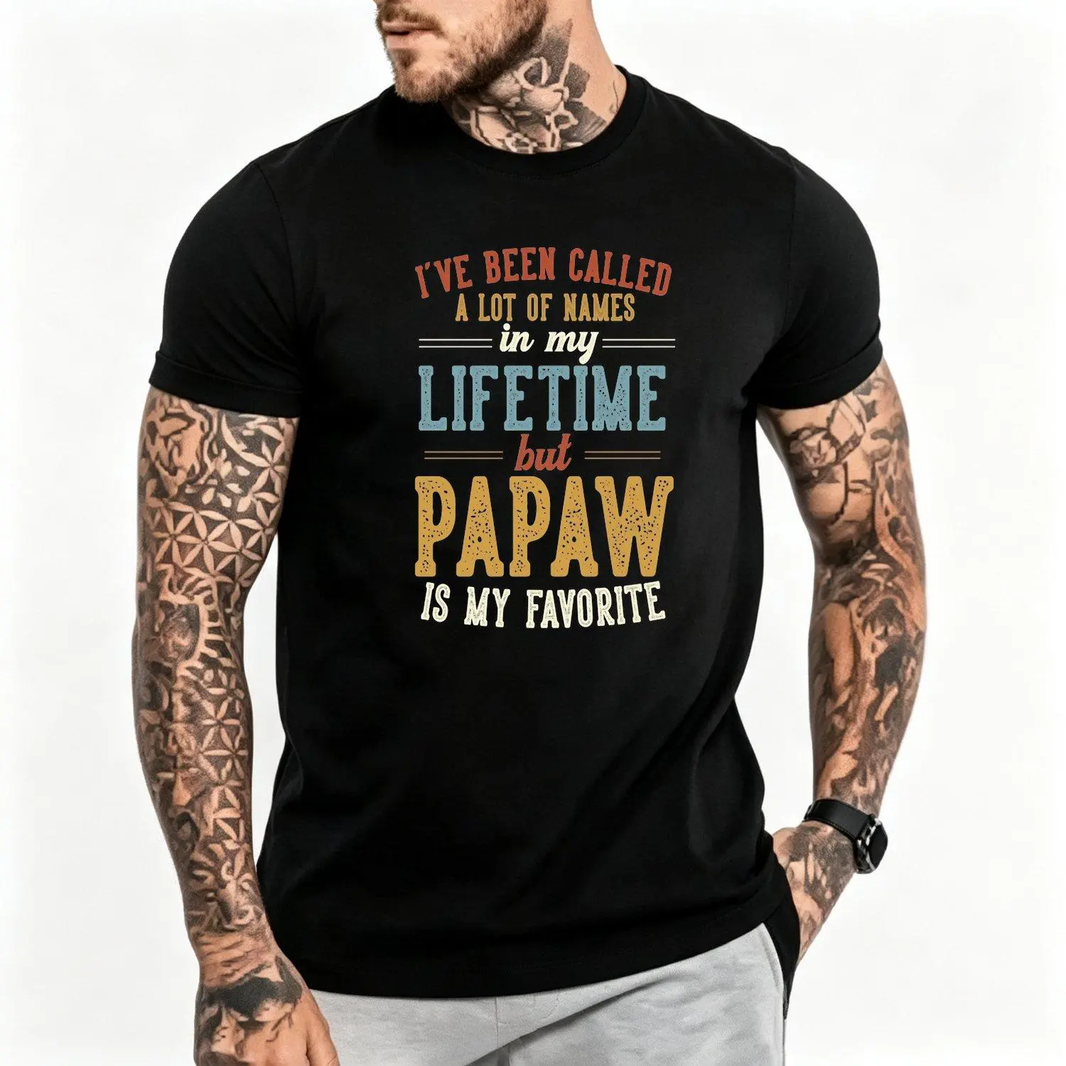 Papaw Is My Favorite Name FatherS Day Papaw Men Short Sleeves Sport T Shirt Comfortable Casual Summer Wear Crew Neck Mens slightly elastic S to XXXL