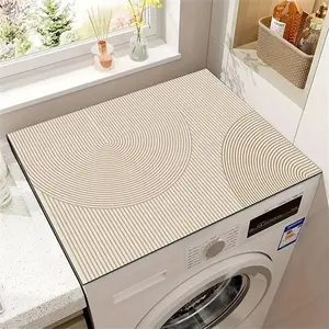 Geometric Striped Pattern Washer & Dryer Lid Protector Mat, 1 Count Dustproof Non-slip Quick Drying Highly Absorbent Washer Dryer Top Protector Mat