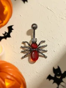 Punk Dark Spider Belly Ring for Women, Copper Material, Halloween Pierced Navel Jewelry, Gothic Style Body Accessory, Unique Design, Perfect Gift Idea