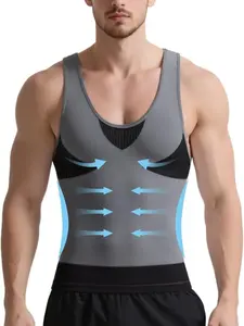 1 Count Compression Shirts for Men, Slimming Shirt Body Shaper Vest to Hide Gynecomastia Moobs Base Layer Tank Tops, Body Shaper Undershirt, Abs Abdomen Underwear, Tummy Control Corset, Suitable For Daily Or Sports