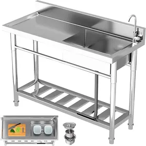Stainless Steel Utility Sink, Commercial Kitchen Sink, ,Freestanding Single Bowl,Utility Sink for Laundry Room, Garage, Kitchen, Outdoor/Indoor Use, Heavy-Duty, Easy to Clean high