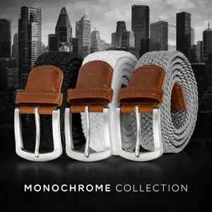 East/18 Men's Perfect Fit Woven Stretch Golf Belt, Monochrome 3 Pack